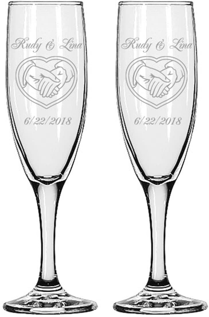 Engraved Heart with Hand Champagne