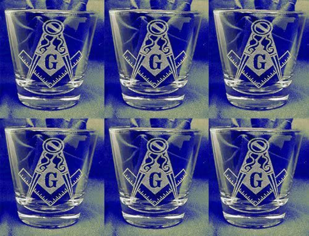 Mason/Masonic Set of 6 Shot Glasses Engraving Groomsman and Bridesmaid Gift.
