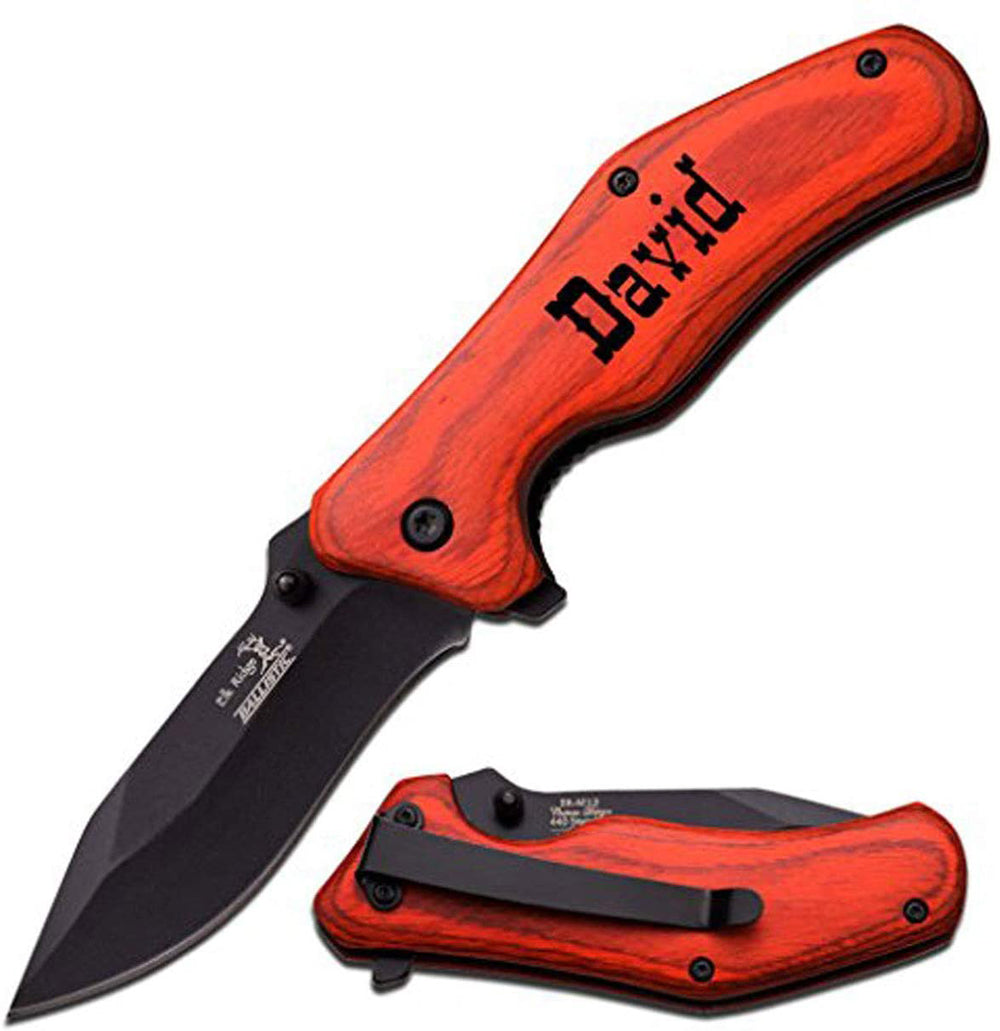 GIFTS INFINITY Personalized 4.1" Closed Pocket Knife with Laser Engraving with Rosewood Wooden Handel