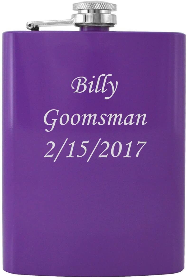 Gifts Infinity 8 oz Purple Brushed & Polished Stainless Steel Flask with Screw-Down Cap