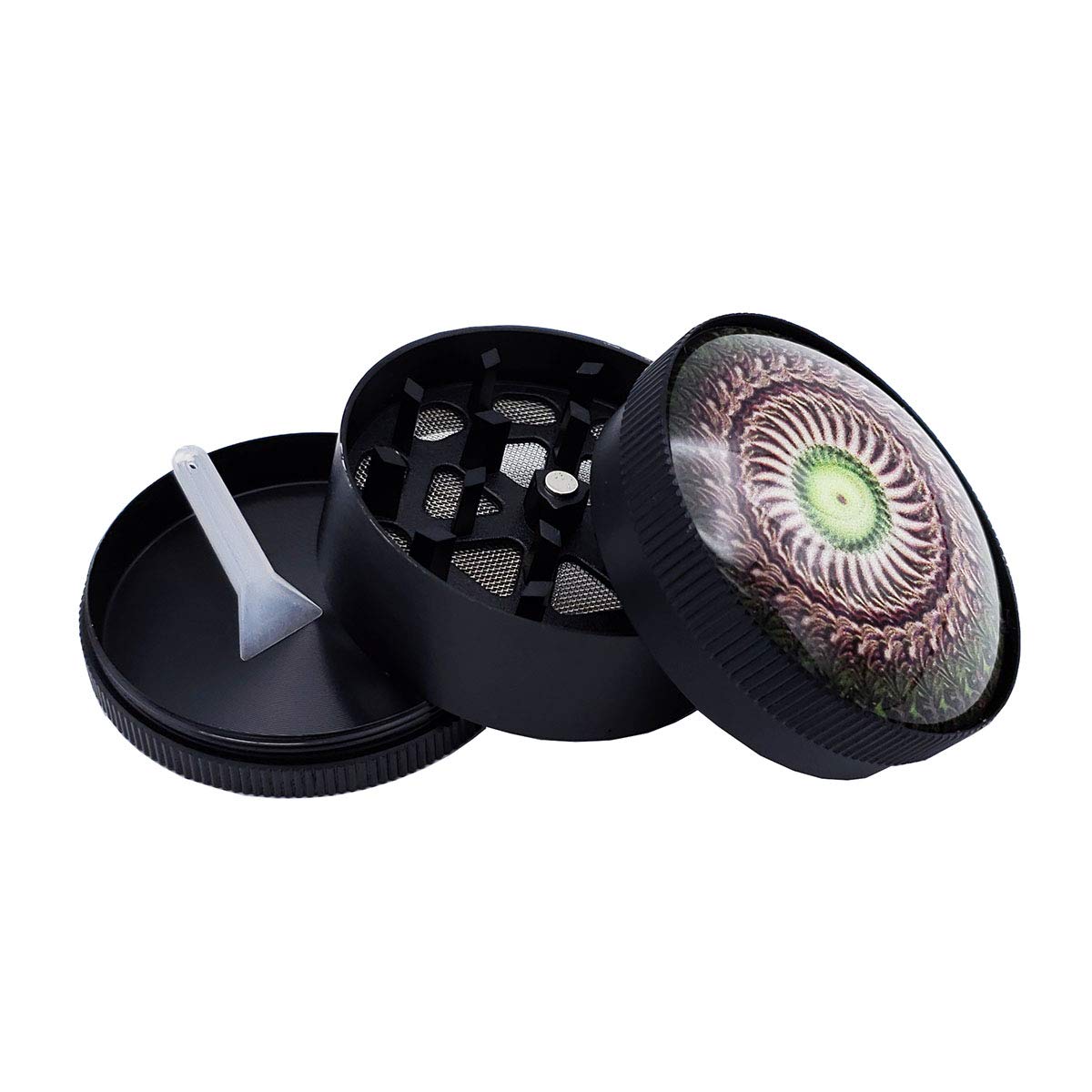 Herb Grinder 2.2 Inches 4 Piece Metal Grinder, Abstract