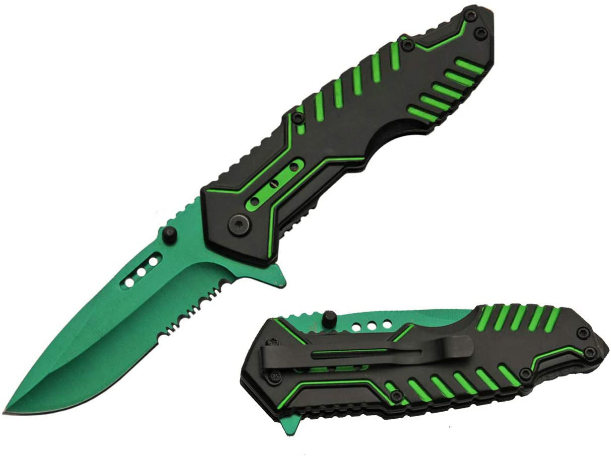 GIFTS INFINITY Perfect Personalized Engraved 8" Green Cyber Folder Metal Pocket Knife, Perfect Gift for Boyfriend