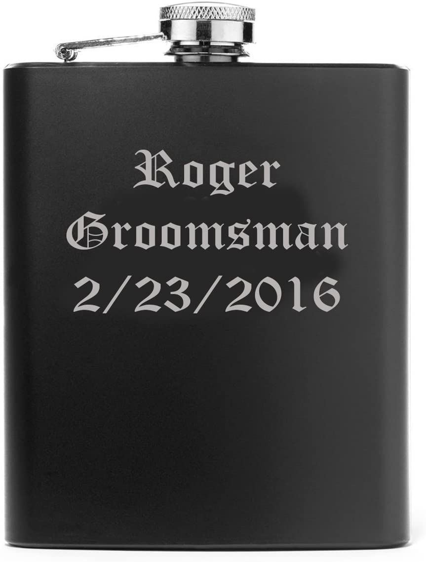 Gifts Infinity 8 oz Black Brushed Stainless Steel Flask with Bottom Screw-Down Cap - Perfect for Daily Use and Convenient Carrying