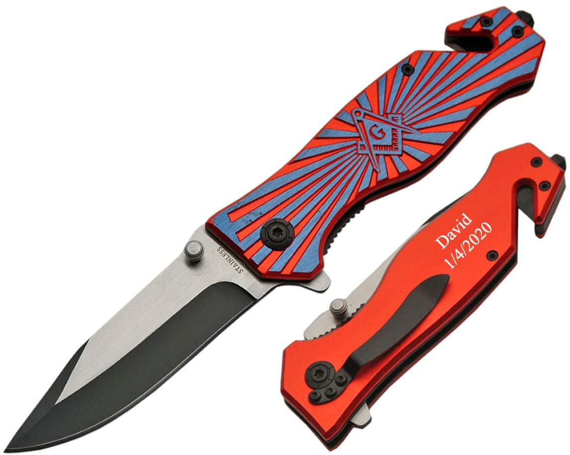 4.5" RED/BLUE MASON FOLDING KNIFE