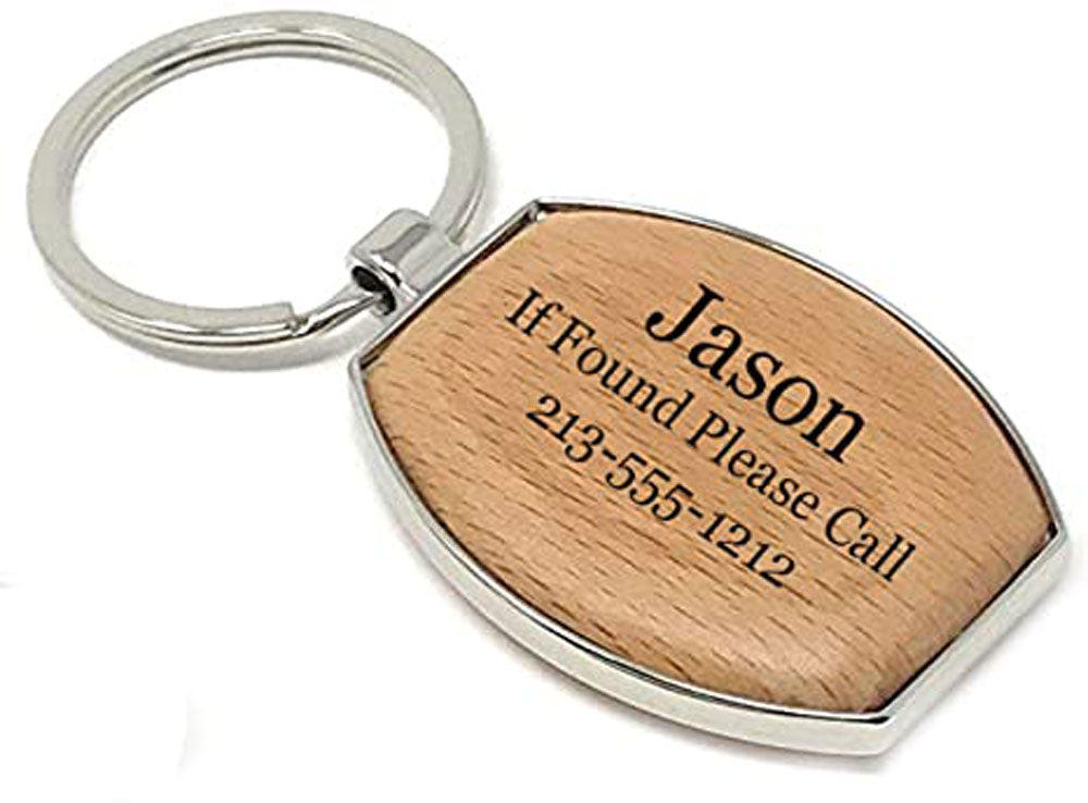 Octagon Wooden Personalized Key Chains Free Laser Engraving