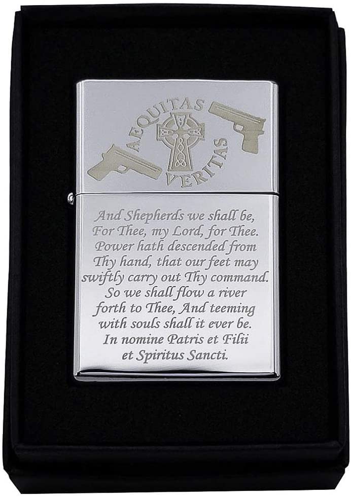 GIFTS INFINITY Boondocks Saints Prayer Matt Black Finish Wind Proof Oil Lighter