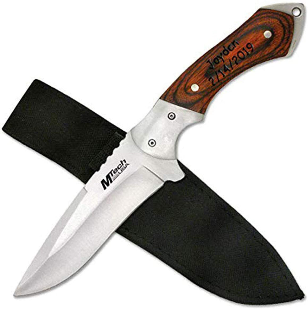 Gifts Infinity 9" Overall Personalized Engraved Fixed Blade Knife Pakkawood Handle With Polished Stainless Steel Bolster