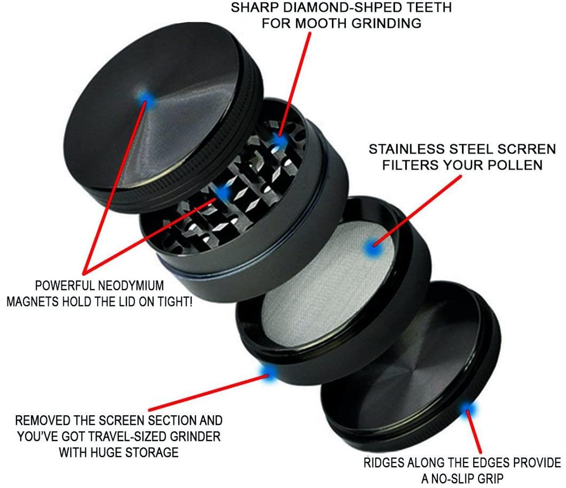 65mm Red Metal Spice Herb 4 Part Grinders