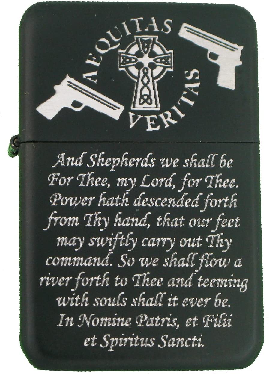 GIFTS INFINITY Boondocks Saints Prayer Matt Black Finish Wind Proof Oil Lighter