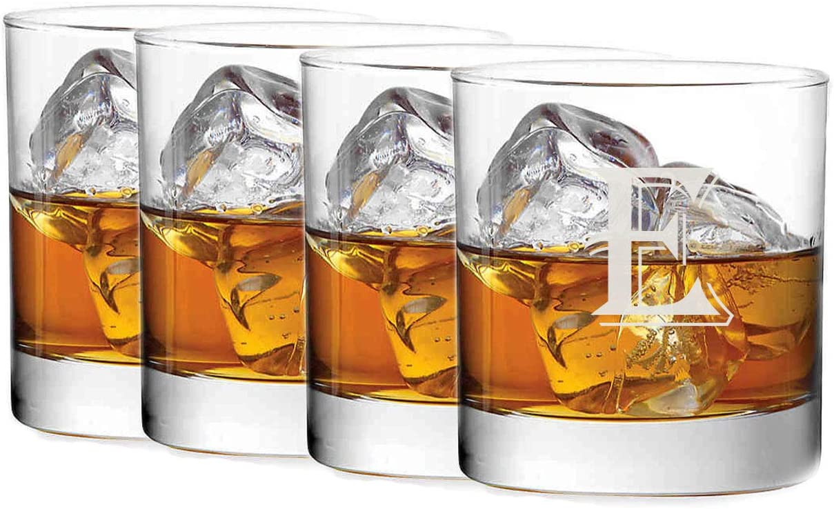 Gifts Infinity Custom Engraved 12 oz. Double Old Fashioned Glass Set of 4 - Wedding Party, Free Engraving