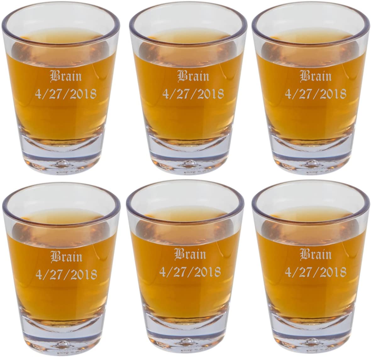 Engraved Set of 6 Glass Espresso Shot Glasses Brooklyn