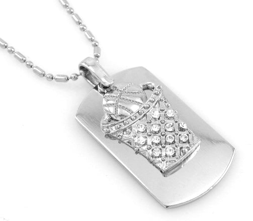 BasketBall Hoop Silver Tone Dog Tag Necklace