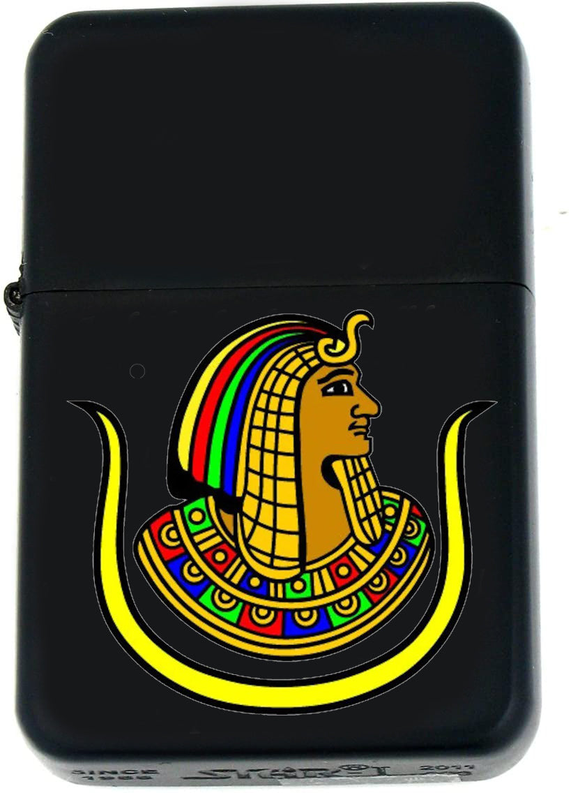 GIFTS INFINITY Attractive and Sturdy Black Matt Mason / Masonic Freemason King Tut Windproof Lighter Oil Lighter