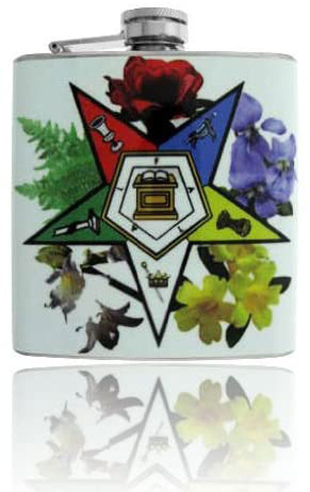 Gifts Infinity Masonic Order of the Eastern Star Floral Vinyl Wrapped Stainless Steel Flask