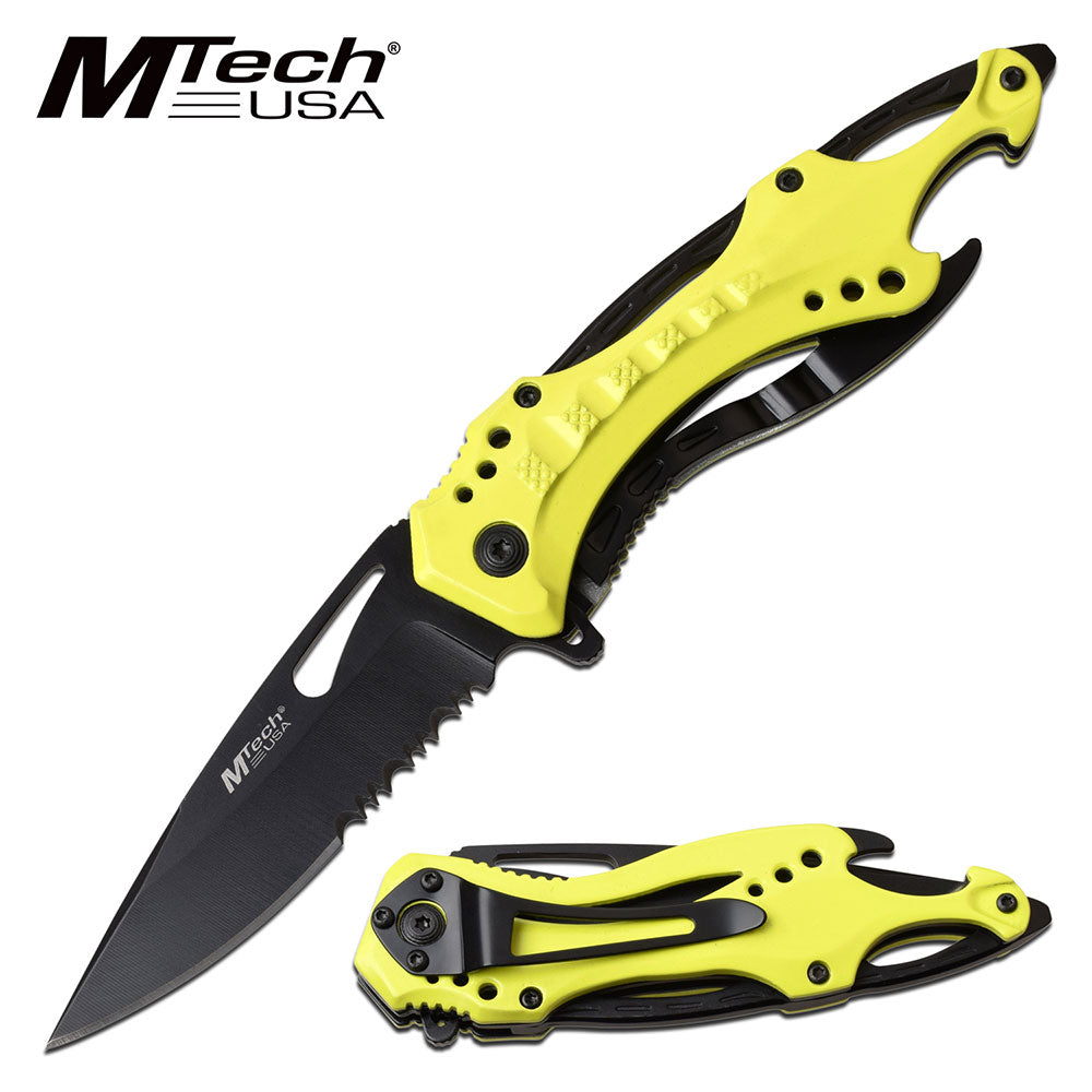 GIFTS INFINITY 4.5" Closed Personalized Engraved Folding Pocket Knife, Black Stainless Steel Tactical Blade Knife with Yellow Handle