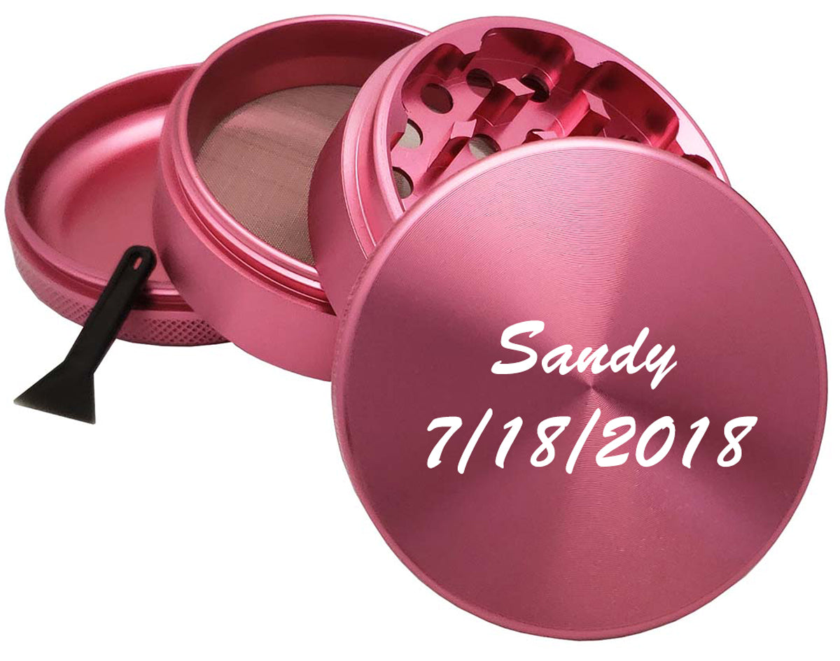 65mm Pink Metal Spice Herb 4 Part Grinders