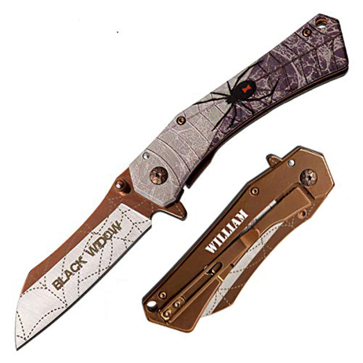 GIFTS INFINITY 7.75" Overall Black Widow Spider 3D Handle, Folding Knife Survival Utility Pocket EDC Knife