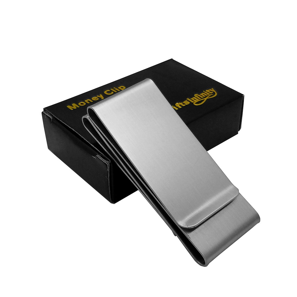 Personalized Double Sided Metal Money Clip Free Engraving Silver Tone