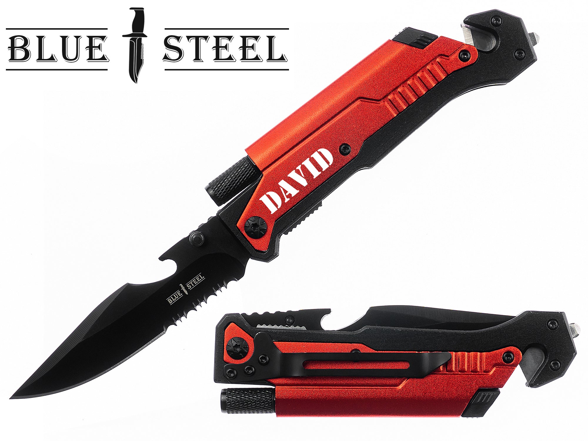 GIFTS INFINITY 8.5" Overall Pocket Knife with LED Light, Multitool Folding Tactical Knife, Survival Knife with Seatbelt Cutter