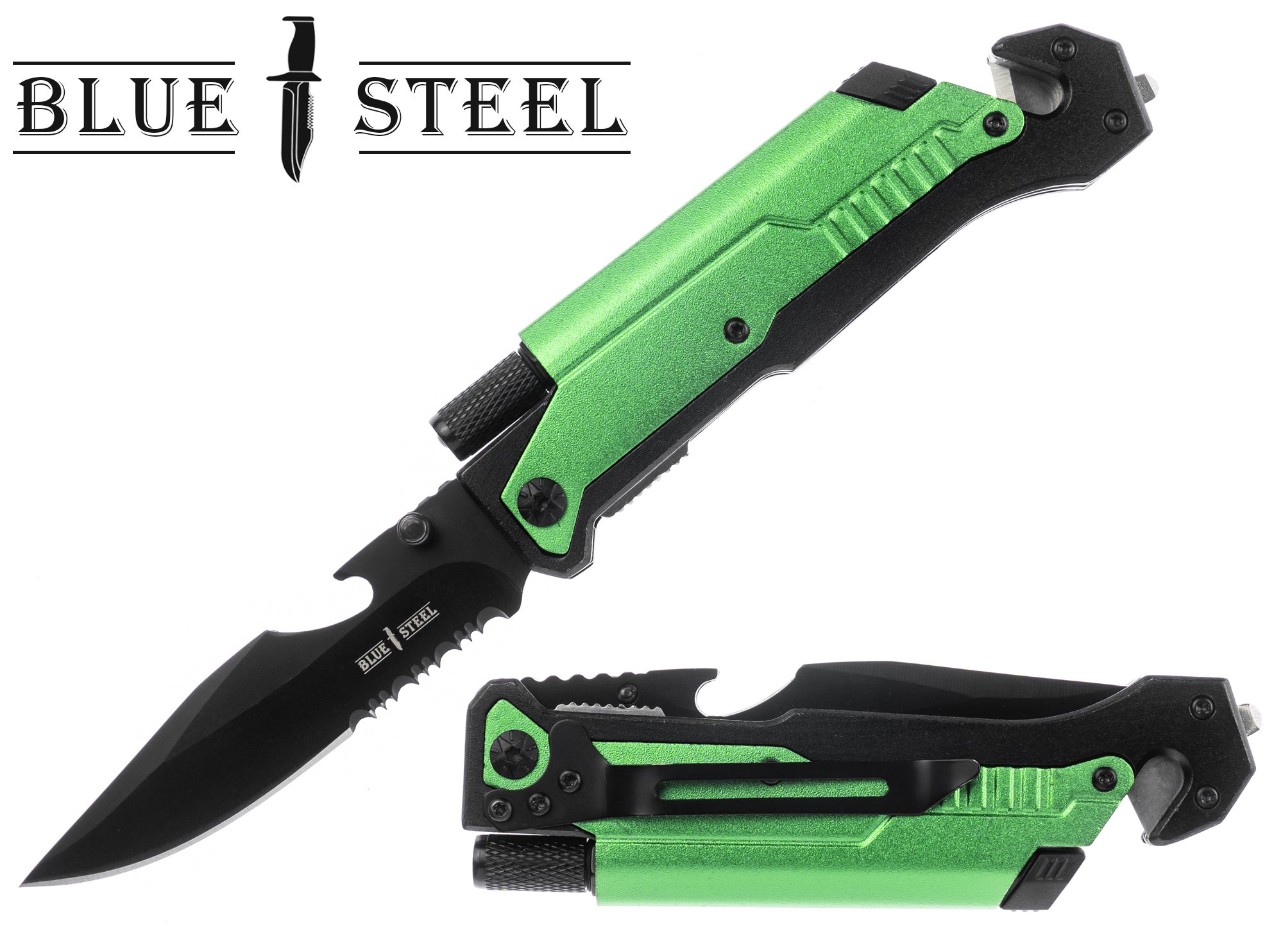 GIFTS INFINITY 8.5" Overall Survival Folding Pocket Knife with Flashlight, Bottle Opener, Rope Cutter, Fire Starter, Glass Breaker