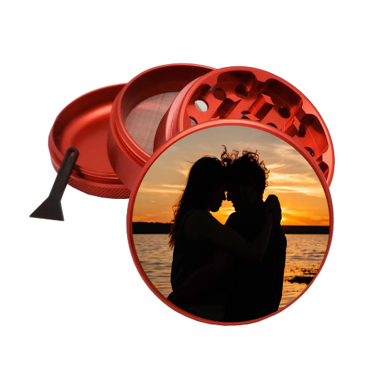 Personalized Red Herb, Spice Durable 62mm 2.5 Inches Grinder Your Photo or Any Logo