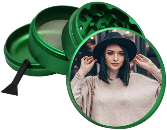 Personalized Green Herb, Spice Durable 62mm 2.5 Inches Grinder Your Photo or Any Logo