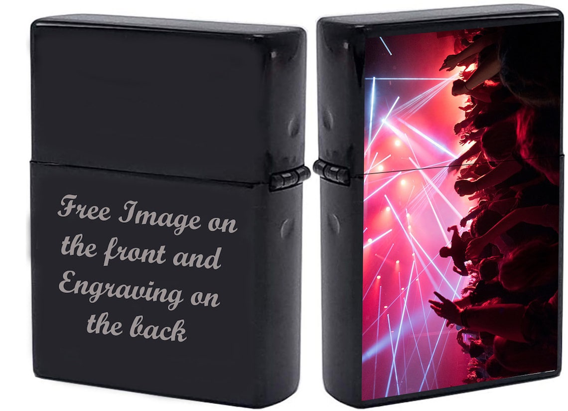 GIFTS INFINITY Custom Black Ice Tone Lighter Case with Photo, Personalized Image Birthday Gift for Husband Father Boyfriend