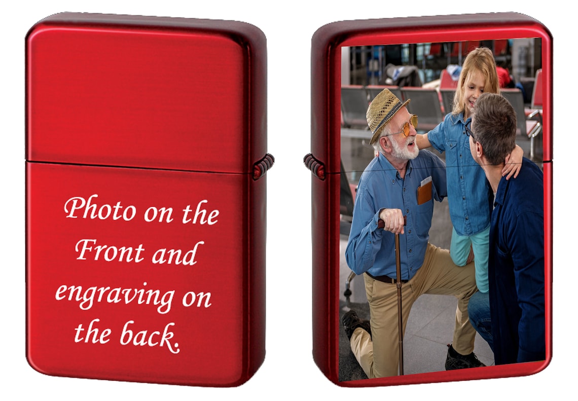 GIFTS INFINITY Custom Lighter Case with Photo, Personalized Image Birthday Gift for Husband Father Boy Friend Red Tone