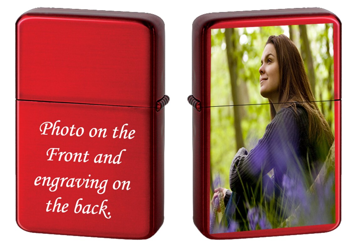 GIFTS INFINITY Custom Lighter Case with Photo, Personalized Image Birthday Gift for Husband Father Boy Friend Red Tone