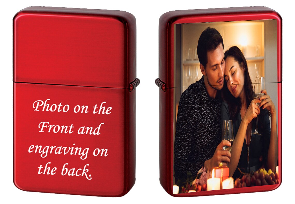 GIFTS INFINITY Custom Lighter Case with Photo, Personalized Image Birthday Gift for Husband Father Boy Friend Red Tone