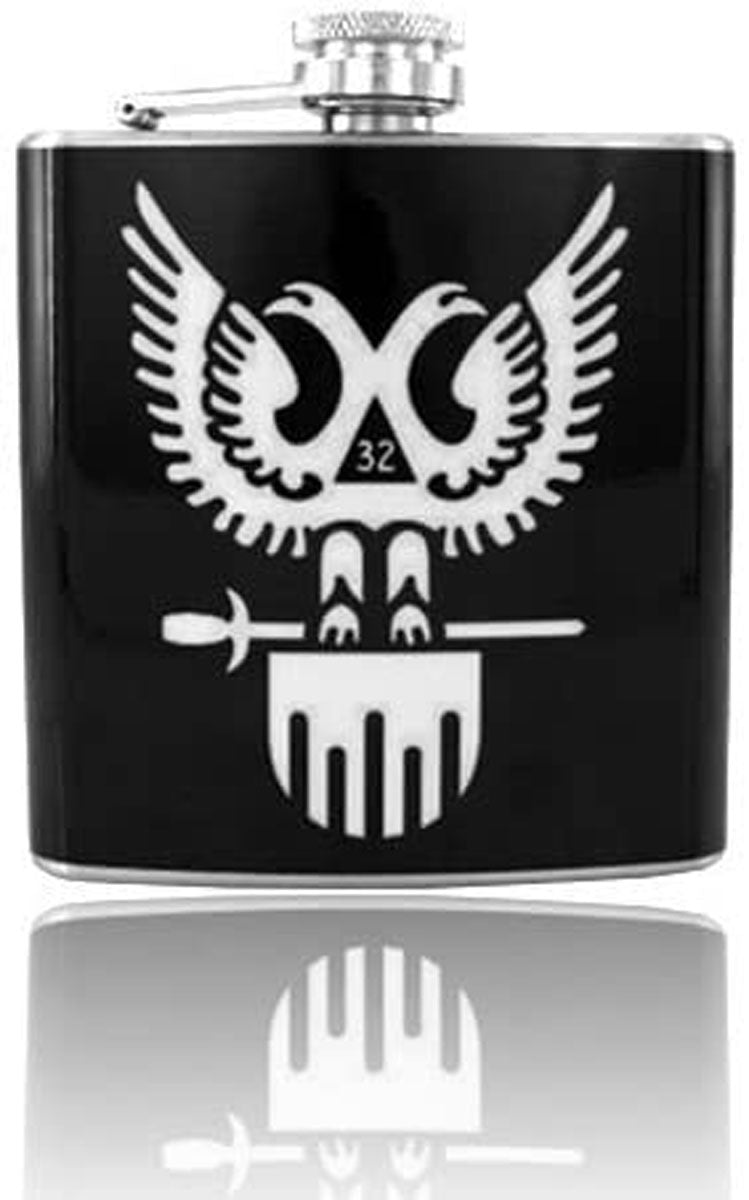 Gifts Infinity 6oz Mason Masonic Scottish Rite: 32-Degree - Wings Up Vinyl Wrap Stainless Steel Flask