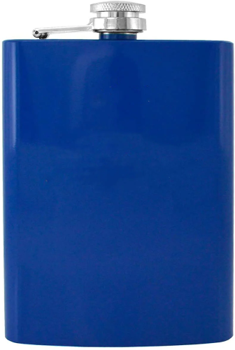 Gifts Infinity 8 oz Blue Brushed and Polished Stainless Steel Flask with Sleek Touch and Screw-Down Cap