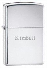 Zippo High Polish Chrome Free Engraved Lighter - Kimball