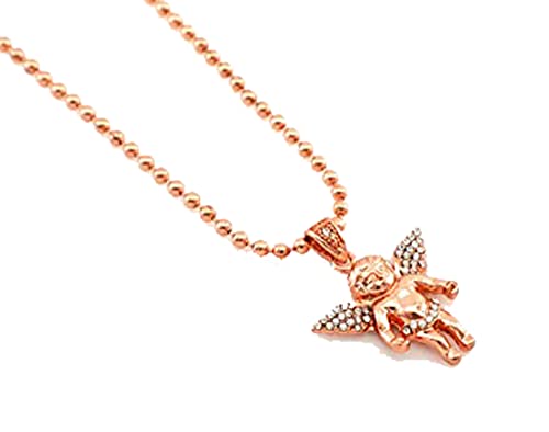 Hot New Rose Gold Tone Angle Mini Pave CZ Stones Pendant Necklace Free 30" Ball Chain#2