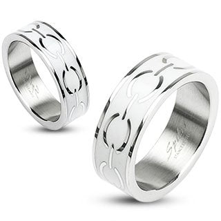 Blingforfun Men/Ladies 316L Stainless Steel White Enamel Love Links Ring Size 11