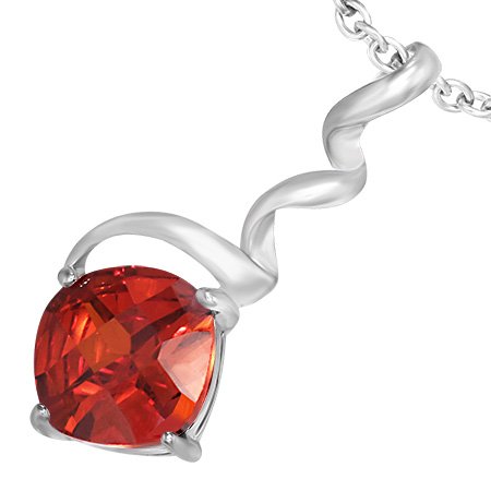 Ladies Fashion Alloy Faceted Red Square Crystal Twisted/ Corkscrew Invisible Bail Pendant