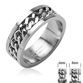 Men/Ladies 316L Surgical Stainless Steel Rings/Chain Center Size 6