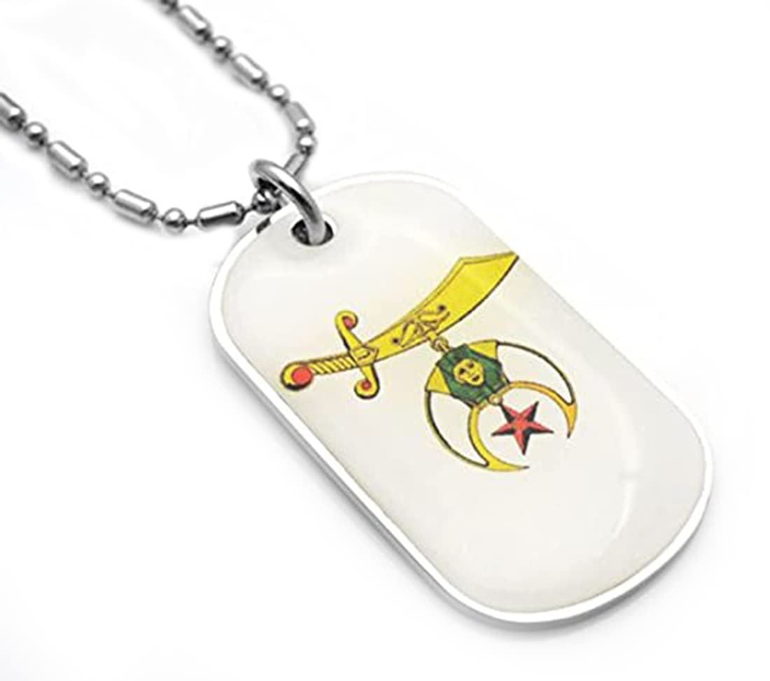 Blingforfun Masonic / Mason Shriners - Coated Dog Tag Necklace-With Free Chain