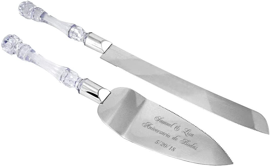 GIFTS INFINITY - Personalized Wedding Cake Knife and Server Set, Free Engraving– Plastic