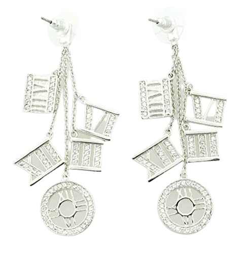 Roman Charms CZ rhinestone Earrings Rodium Plated