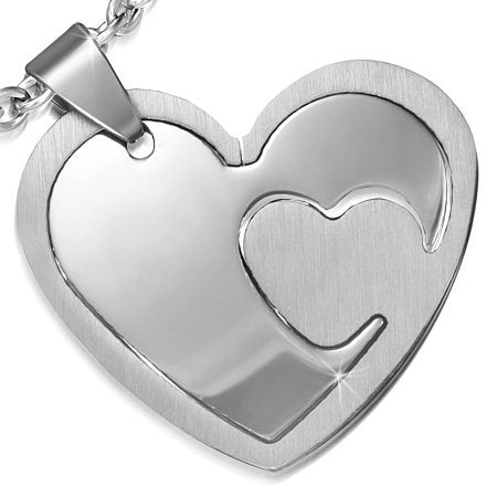 2.8mm Stainless Steel 2-Part Cut-out Double Love Hearts Promise Pendan