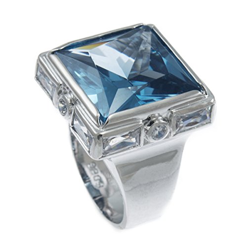 GIFTS INFINITY Solid Blue Stone Cocktail Bling Iced CZ Ladies Ring RL125 (9)