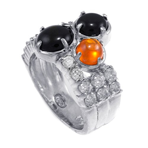 GIFTS INFINITY Rodhium Plated Bling Iced Tri-Color Monster CZ Stone Ladies Ring (7)