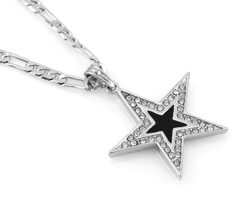 Hip-Hop Iced Silver Tone Famous Star Pendant Necklace Free 24" chain