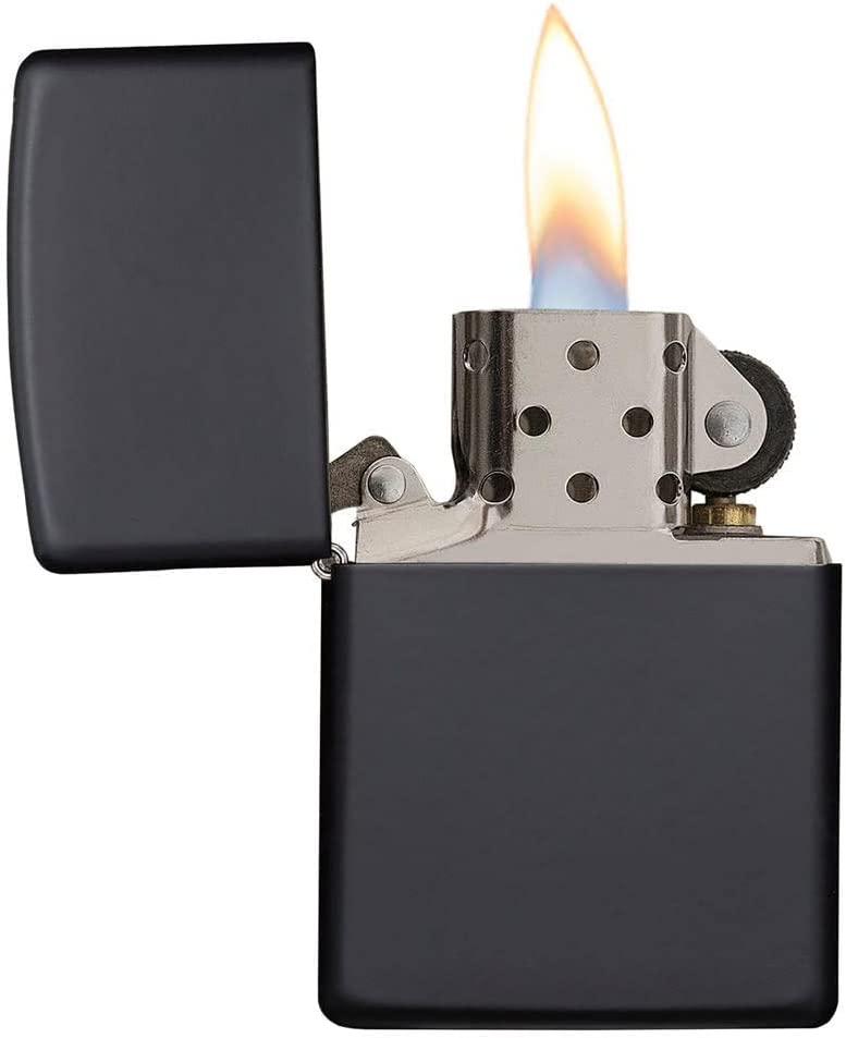 Zippo - Personalized Black Matte Lighter - Free Laser Engraving - Reliable – 1 Pack