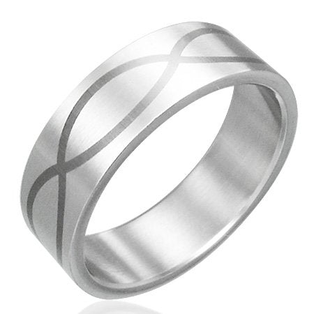 Blingforfun Size 12 Silver Tone Stainless Steel Celtic Infinity Design Flat Band Ring