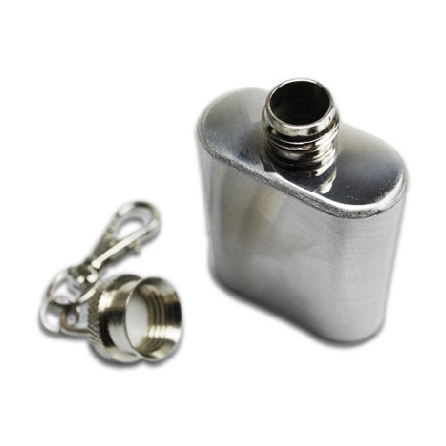 1 OZ Stainless Steel Quadrate Liquor Pocket Flask with Keychain