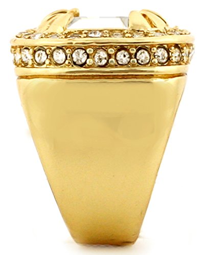 GIFTS INFINITY Gold Tone Synthetic Clear CZ Stone Mens Rick Ross Hip Hop Style Ring (8)