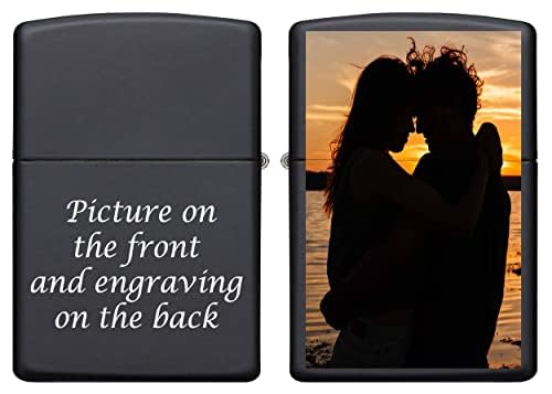 Custom Personalized Zippo Lighter Photo Or Logo Classic Matte Black Lighter Groomsmen, Wedding, Anniversary, Birthday, Gift Free Engraving