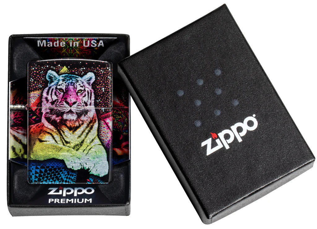 Zippo Mystic Tiger Design A Regal Tiger Poses On This Stunning 540 Fusion Lighter